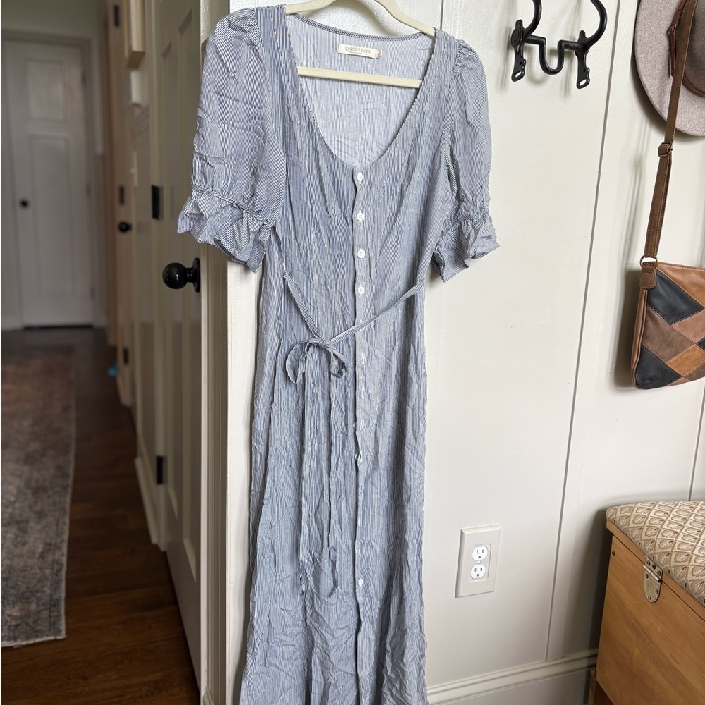 Christy Dawn Light Blue Maxi Dress with Tie Waist